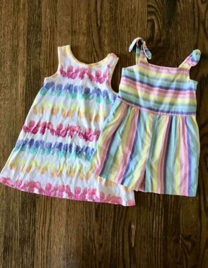BabyGAP Old Navy Rainbow Striped Jumper Dress Toddler Size 3 Bundle